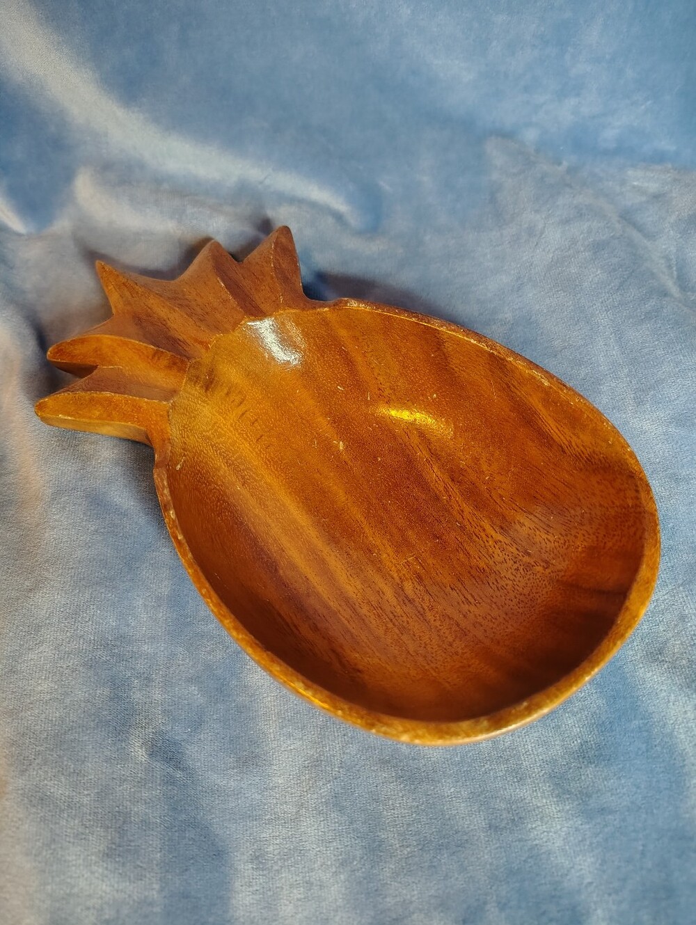 Vintage Monkey Pod Wooden Serveware Pineapple Bowl 8.5" L x 4.5" W